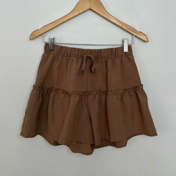 Pants - Y2k Brown Ruffle Skort with Stretchy Waistband - Size M